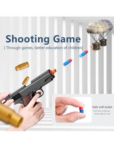 Pistola de Juguete YUCCKYOU con 20 Balas Suaves y 16 Casquillos