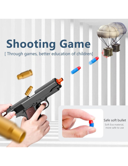 Pistola de Juguete YUCCKYOU con 20 Balas Suaves y 16 Casquillos