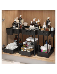 Organizador de Bajo Fregadero Sevenblue Pack de 3 Negro