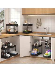 Organizador de Bajo Fregadero Sevenblue Pack de 3 Negro 2