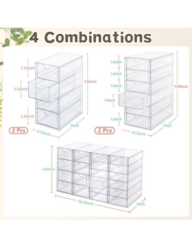 Organizador Acrílico VZKAH 20 Cajones 4 Conjuntos Transparente