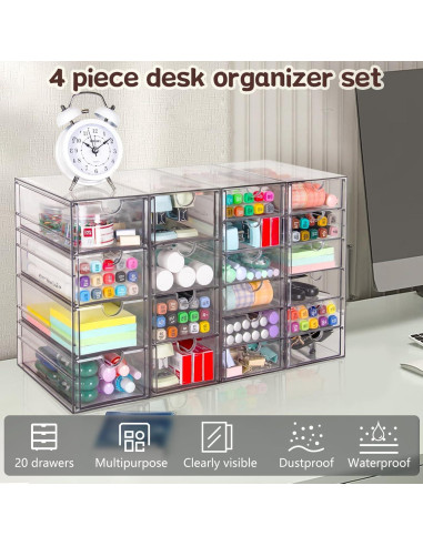 Organizador Acrílico VZKAH 20 Cajones 4 Conjuntos Transparente