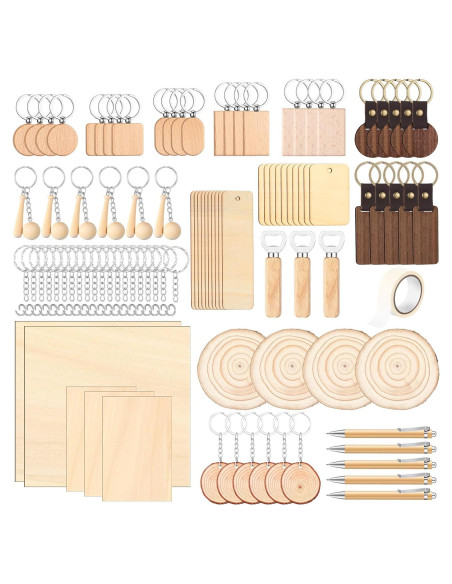 Kit de 100 Llaveros de Madera Briwooody para Grabado DIY