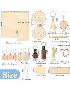Kit de 100 Llaveros de Madera Briwooody para Grabado DIY 2