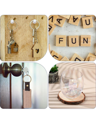 Kit de 100 Llaveros de Madera Briwooody para Grabado DIY