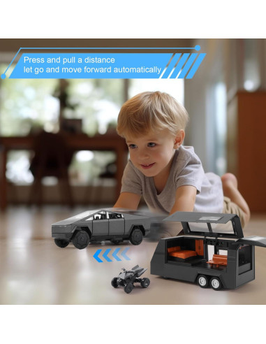 Camión Pickup Juguete ZOCBOYO 1/32 con Remolque y Motocicleta