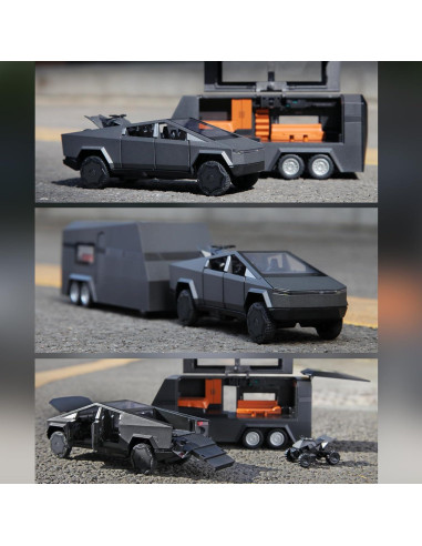 Camión Pickup Juguete ZOCBOYO 1/32 con Remolque y Motocicleta