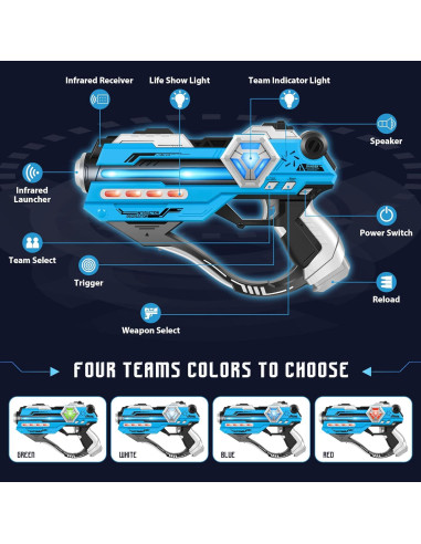 IJO Conjunto de Laser Tag 2 Pistolas y Chalecos LED