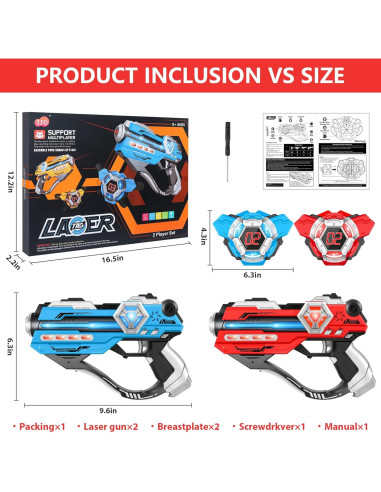 IJO Conjunto de Laser Tag 2 Pistolas y Chalecos LED