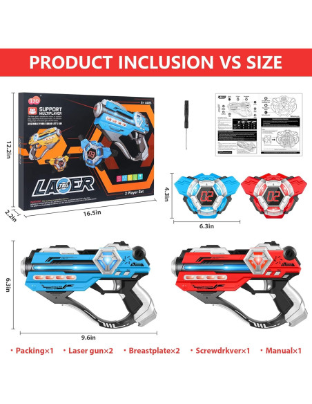 IJO Conjunto de Laser Tag 2 Pistolas y Chalecos LED