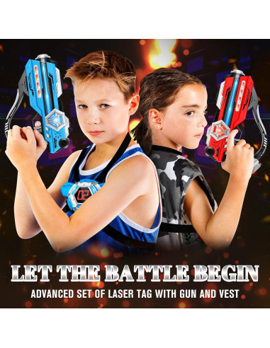IJO Conjunto de Laser Tag 2 Pistolas y Chalecos LED