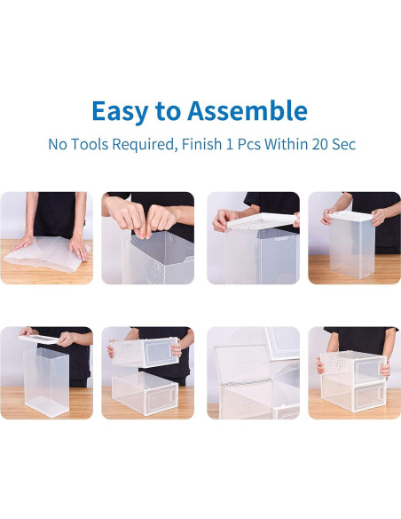 12 Organizadores de Zapatos Seseno Apilables Transparentes