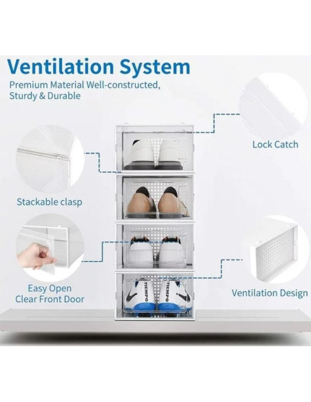 12 Organizadores de Zapatos Seseno Apilables Transparentes