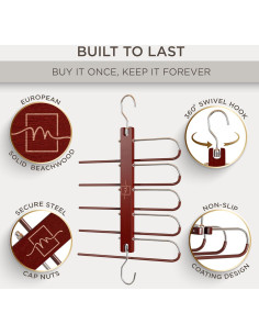 Perchas MORALVE de Madera para Pantalones - Paquete de 2 2