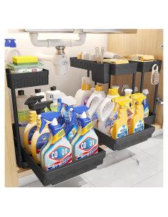 Organizador Bajo Fregadero Sevenblue 3 Piezas Negro