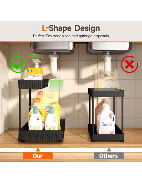 Organizador Bajo Fregadero Sevenblue 3 Piezas Negro