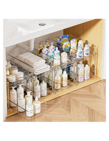 Organizador de Baño Vtopmart 4 Paquetes 2 Niveles Transparente