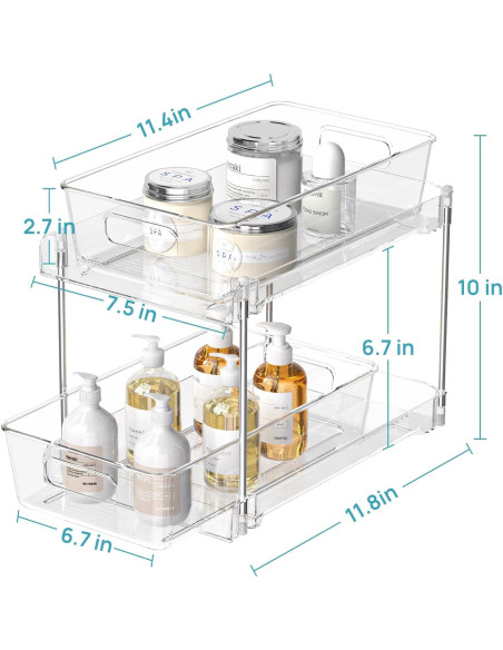 Organizador de Baño Vtopmart 4 Paquetes 2 Niveles Transparente