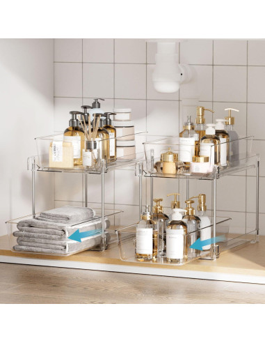 Organizador de Baño Vtopmart 4 Paquetes 2 Niveles Transparente