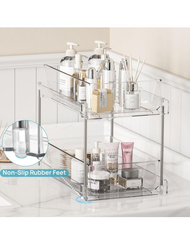 Organizador de Baño Vtopmart 4 Paquetes 2 Niveles Transparente