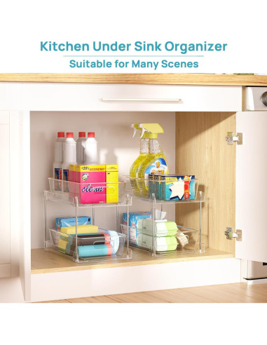 Organizador de Baño Vtopmart 4 Paquetes 2 Niveles Transparente