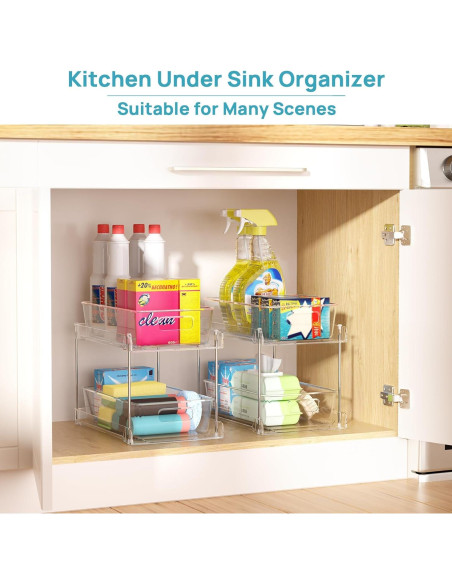 Organizador de Baño Vtopmart 4 Paquetes 2 Niveles Transparente