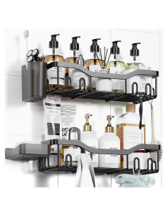 Organizador de Ducha NESOMI con 2 Estantes y 16 Ganchos