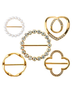 5 Anillos de Bufanda Dorados Olen para Mujeres - Clips Multiusos