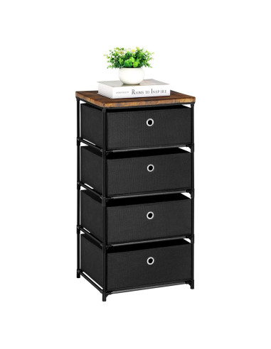 Cofre de Almacenamiento HAITRAL 4 Cajones Tela Negro