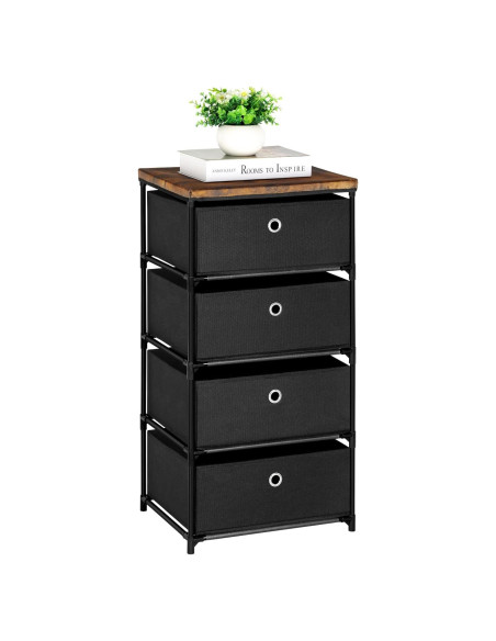 Cofre de Almacenamiento HAITRAL 4 Cajones Tela Negro