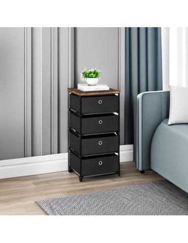 Cofre de Almacenamiento HAITRAL 4 Cajones Tela Negro