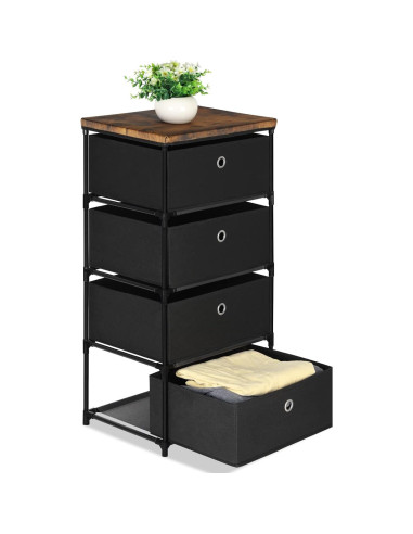 Cofre de Almacenamiento HAITRAL 4 Cajones Tela Negro