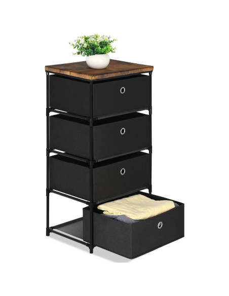 Cofre de Almacenamiento HAITRAL 4 Cajones Tela Negro