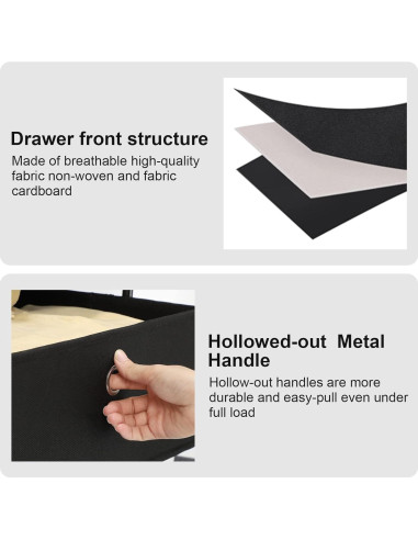 Cofre de Almacenamiento HAITRAL 4 Cajones Tela Negro