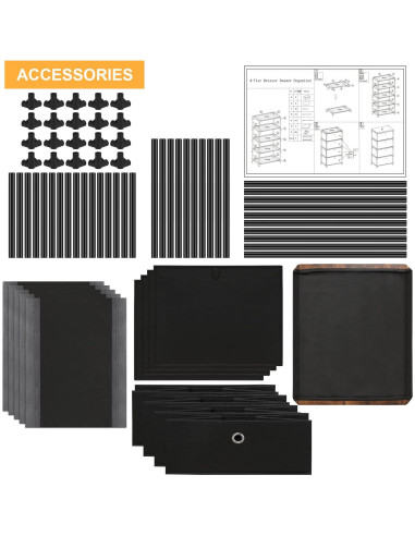 Cofre de Almacenamiento HAITRAL 4 Cajones Tela Negro