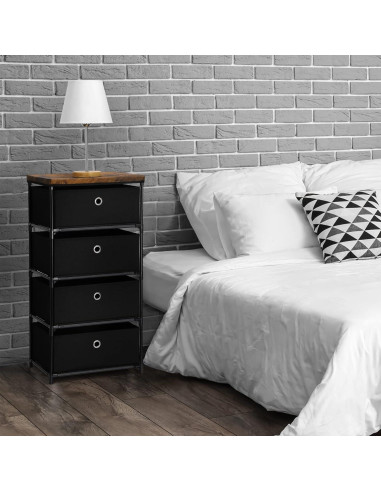 Cofre de Almacenamiento HAITRAL 4 Cajones Tela Negro