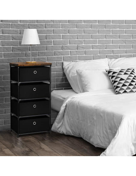 Cofre de Almacenamiento HAITRAL 4 Cajones Tela Negro