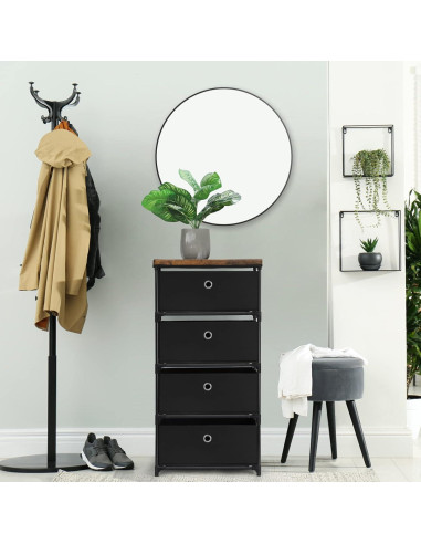 Cofre de Almacenamiento HAITRAL 4 Cajones Tela Negro