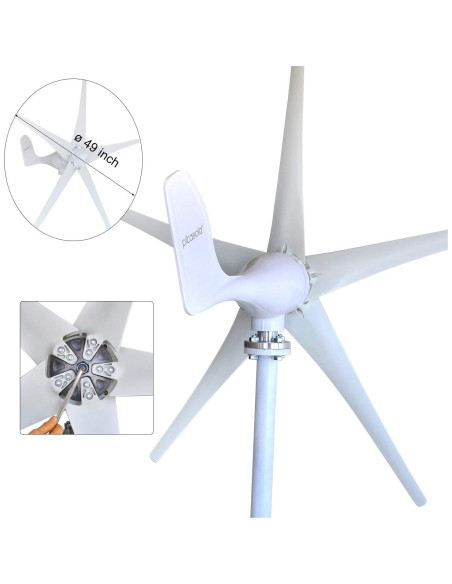 Generador Eólico Pikasola 400W 12V 5 Aspas para Hogar