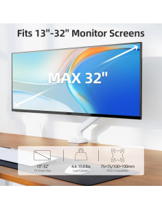 Brazo de Monitor MOUNTUP para Pantallas de 33 a 81 cm Blanco 2
