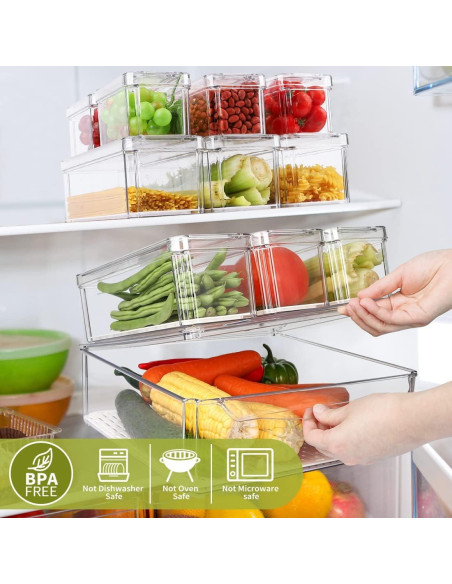 Paquete de 10 Organizadores de Alimentos YKIOKE Apilables Paquete de 10 Organizadores de Alimentos YKIOKE Apilables