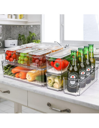 Paquete de 10 Organizadores de Alimentos YKIOKE Apilables