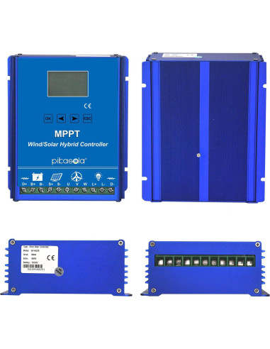 Controlador Híbrido PIKASOLA 1400W Solar y Eólico 12/24V