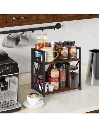 Organizador de Estante YINMIT 2 Niveles Madera Rústica