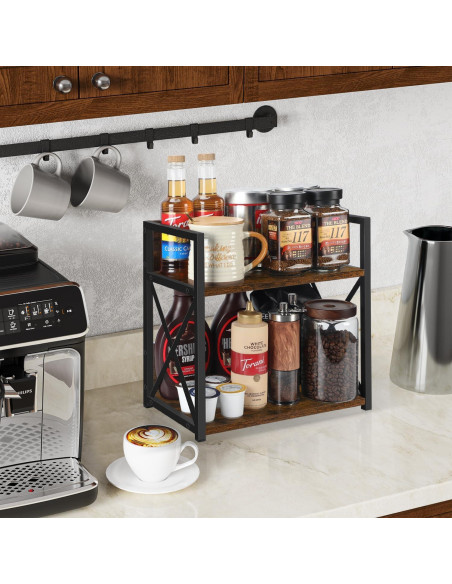 Organizador de Estante YINMIT 2 Niveles Madera Rústica