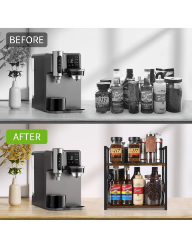 Organizador de Estante YINMIT 2 Niveles Madera Rústica