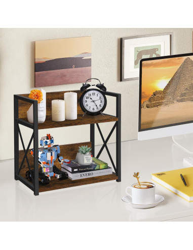 Organizador de Estante YINMIT 2 Niveles Madera Rústica
