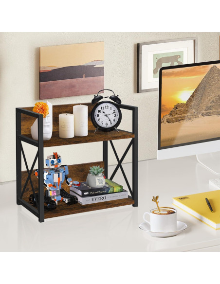 Organizador de Estante YINMIT 2 Niveles Madera Rústica