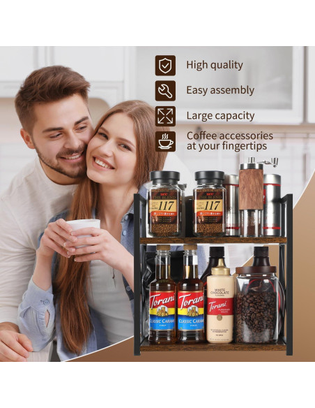 Organizador de Estante YINMIT 2 Niveles Madera Rústica