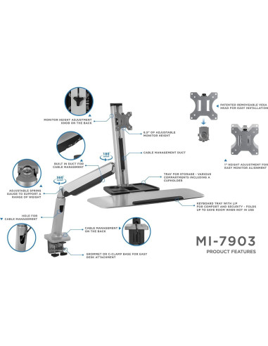 Mount-It! Soporte de escritorio ajustable de pie y sentado